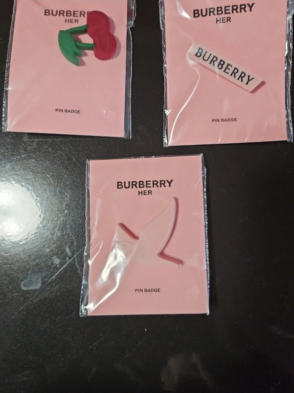 Burberry Pink Enamel Logo Pin Badge